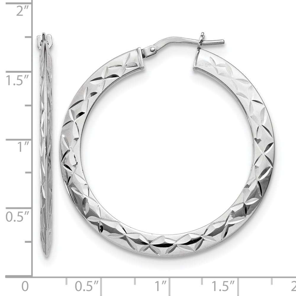 Sterling Silver 39.5mm Polished & D.C. Hoop Earrings