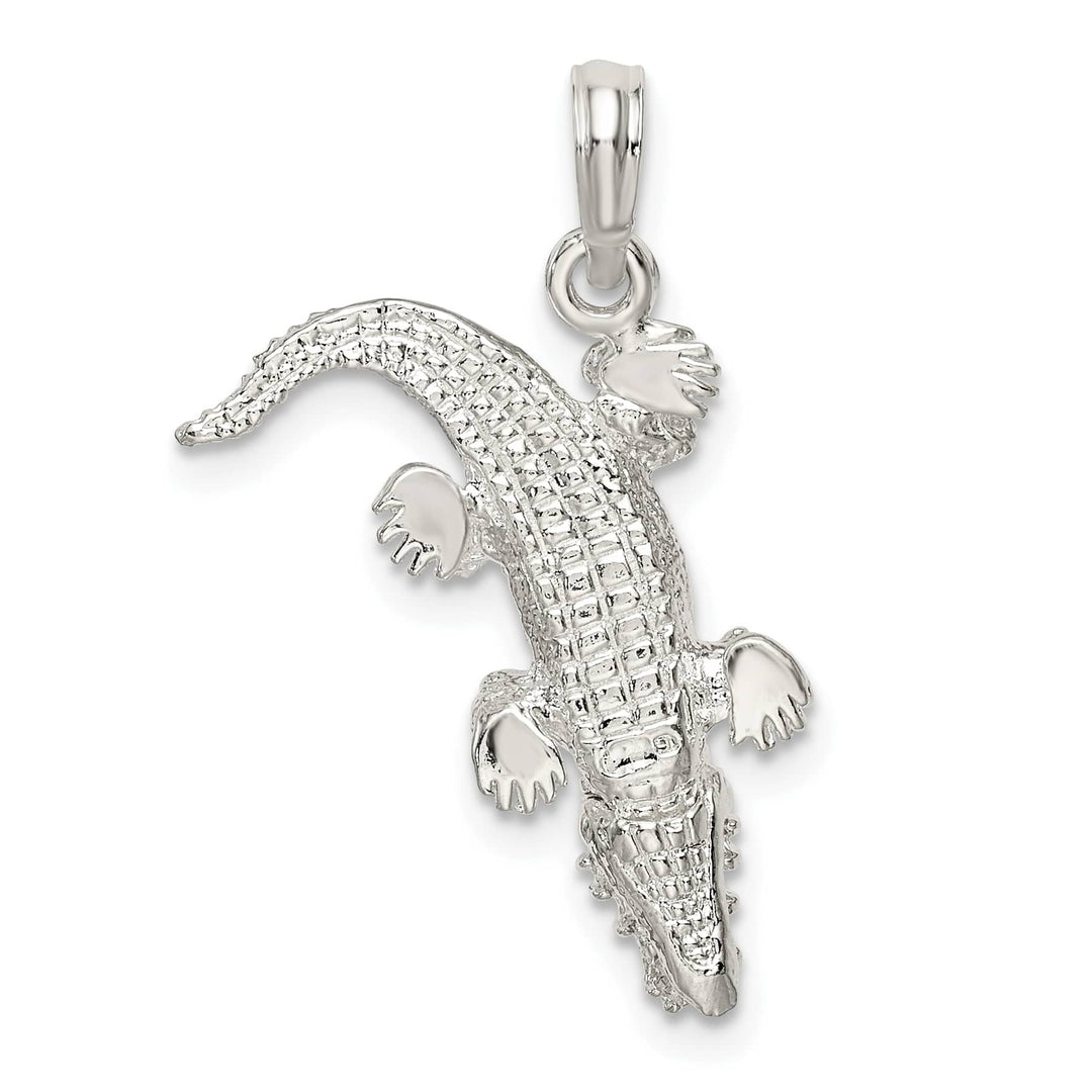 Sterling Silver 3D Alligator Pendant