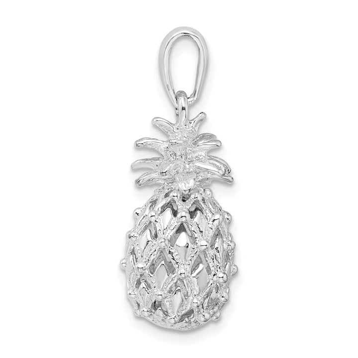 Sterling Silver 3D Cut-Out Medium Pineapple Pendant