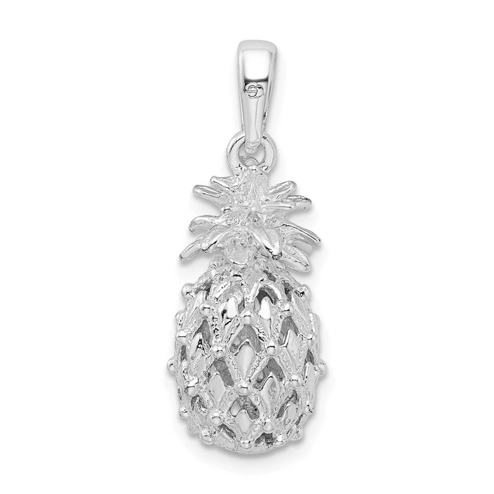 Sterling Silver 3D Cut-Out Medium Pineapple Pendant