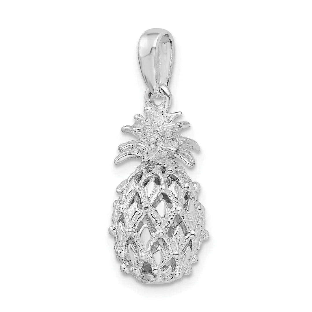 Sterling Silver 3D Cut-Out Medium Pineapple Pendant