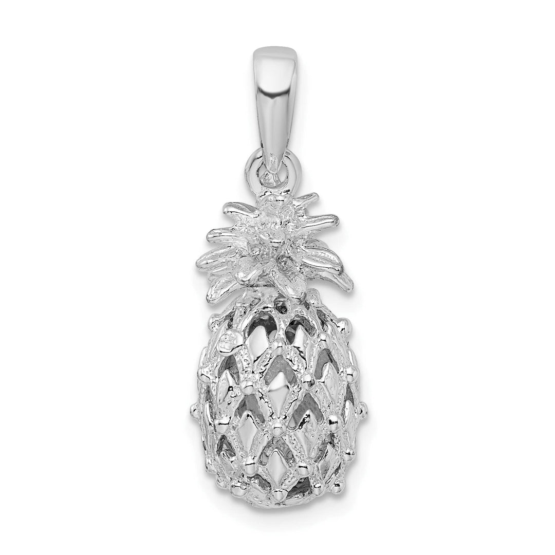 Sterling Silver 3D Cut-Out Medium Pineapple Pendant
