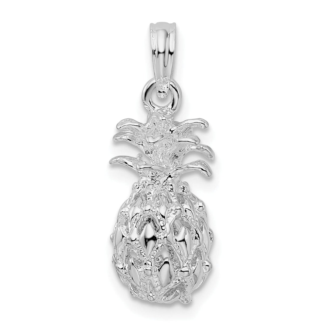 Sterling Silver 3D Cut-Out Small Pineapple Pendant
