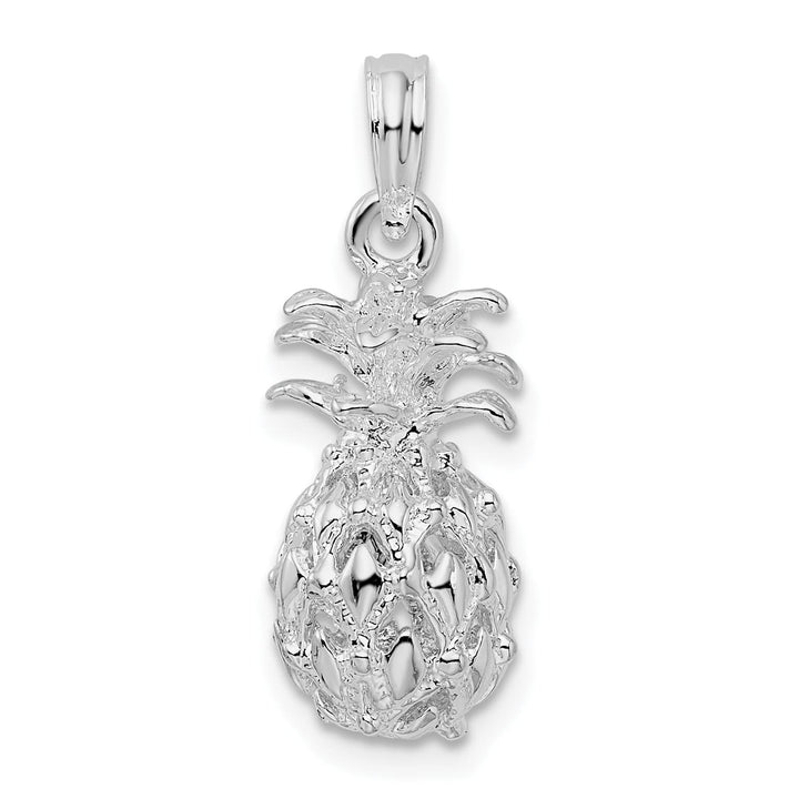 Sterling Silver 3D Cut-Out Small Pineapple Pendant
