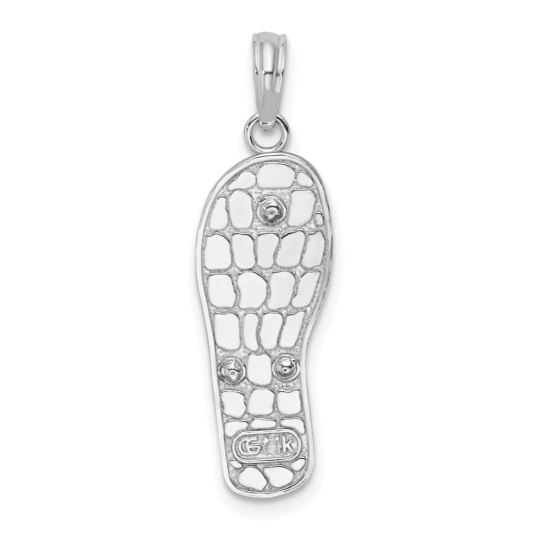 Sterling Silver 3D Enameled Beach Scene Flip-flop Pendant