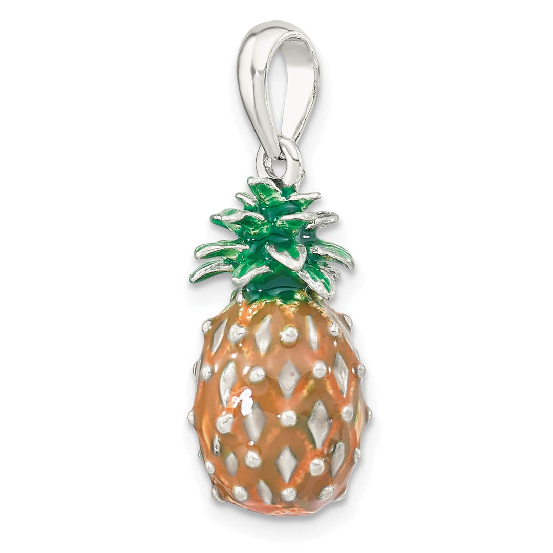 Sterling Silver 3D Enameled Pineapple Pendant