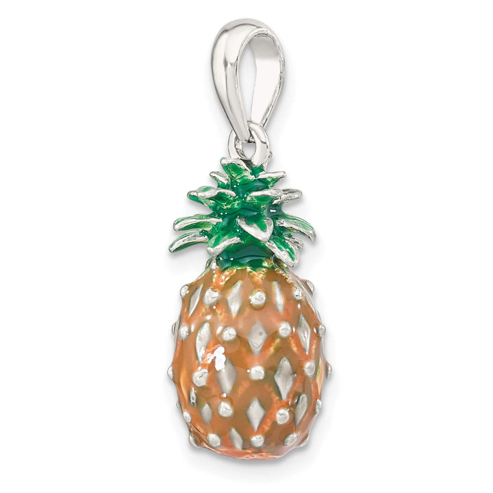 Sterling Silver 3D Enameled Pineapple Pendant