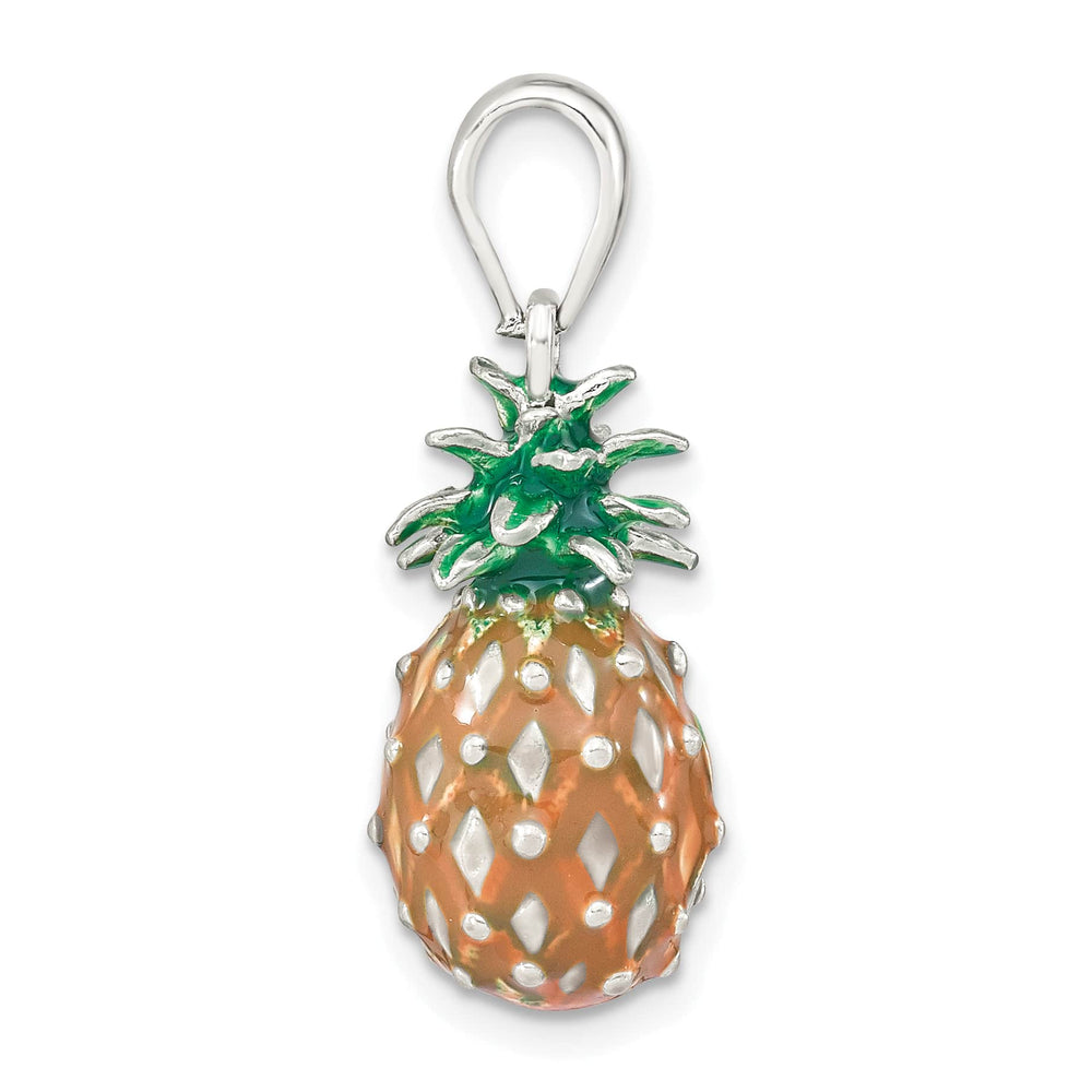 Sterling Silver 3D Enameled Pineapple Pendant