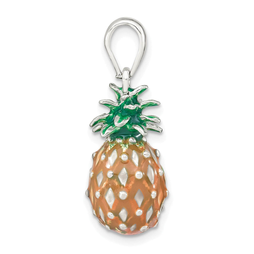 Sterling Silver 3D Enameled Pineapple Pendant