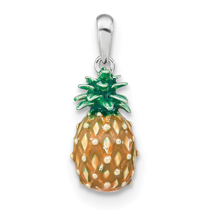Sterling Silver 3D Enameled Pineapple Pendant