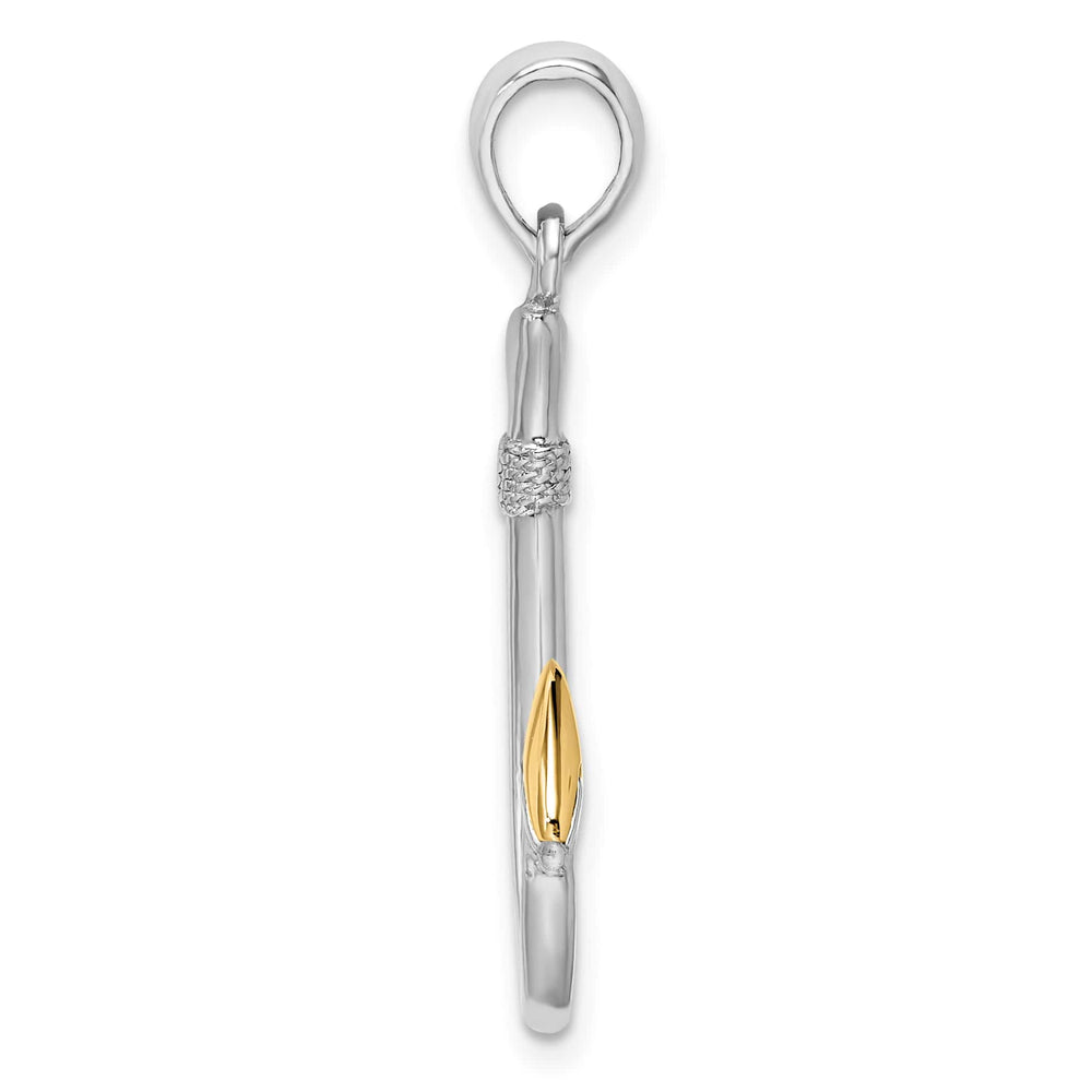 Sterling Silver 3D Fish Hook with 14k Accent Pendant