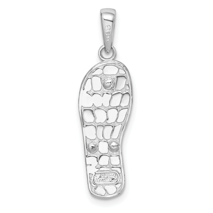 Sterling Silver 3D Floral Flip-flop with 14k Straps Pendant