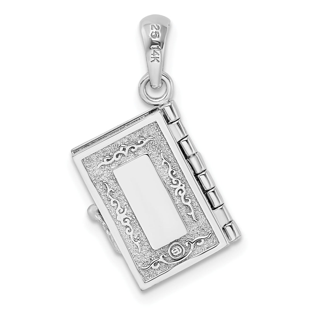 Sterling Silver 3D Lord's Prayer Holy Bible with 14k Pendant