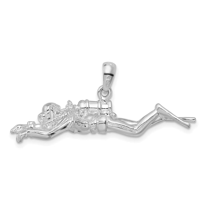Sterling Silver 3D Male Scuba Diver Pendant