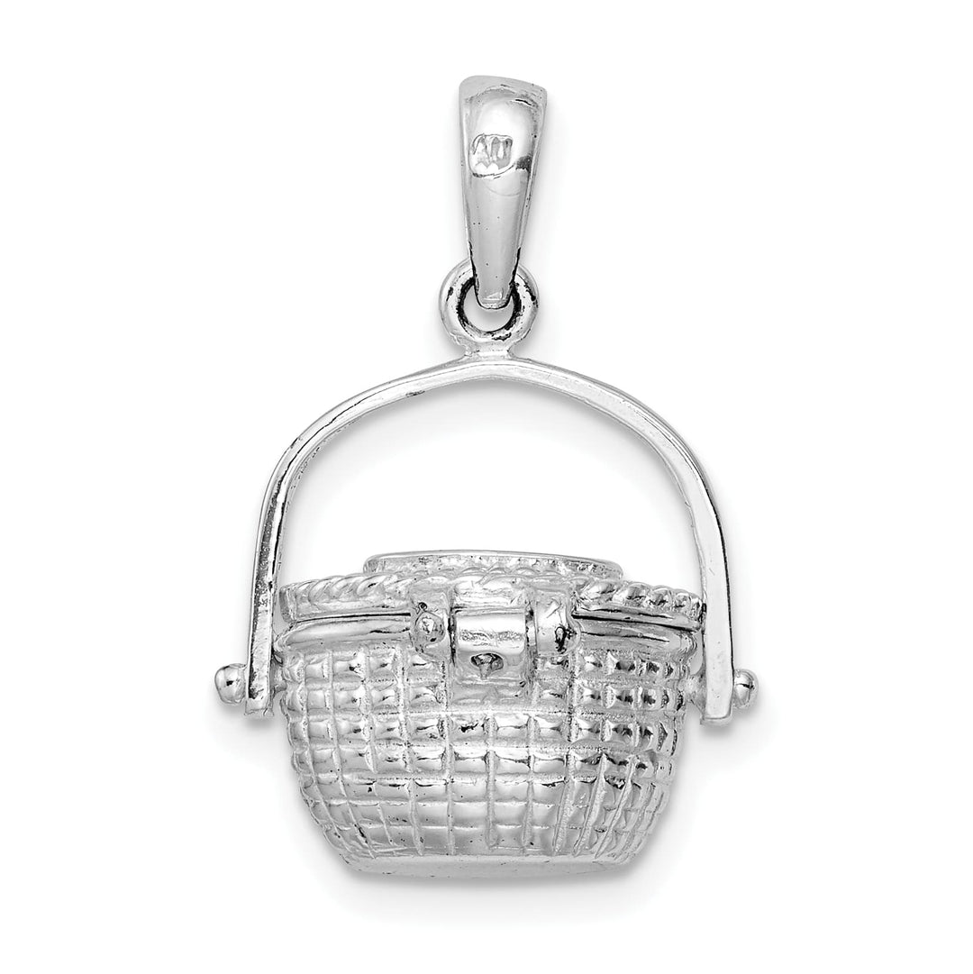Sterling Silver 3D Moveable Large Nantucket Basket Pendant