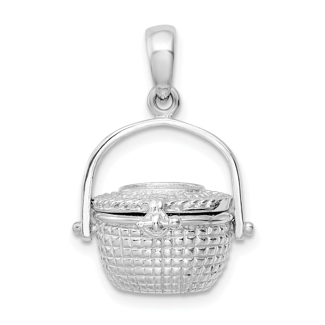 Sterling Silver 3D Moveable Large Nantucket Basket Pendant