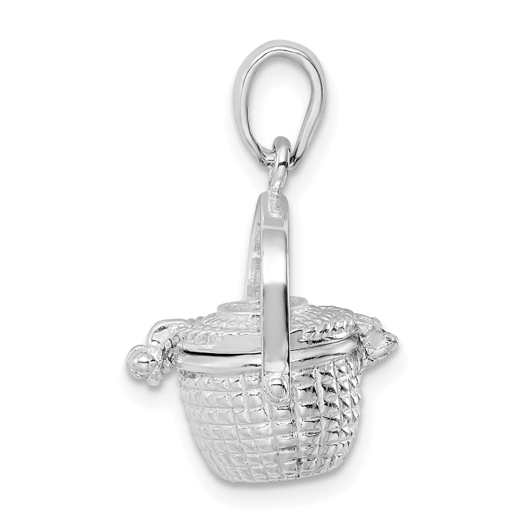 Sterling Silver 3D Moveable Large Nantucket Basket Pendant