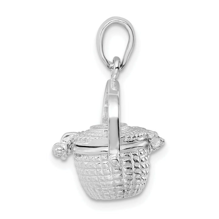 Sterling Silver 3D Moveable Large Nantucket Basket Pendant