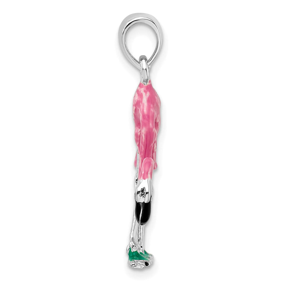 Sterling Silver 3D Pink Flamingo Pendant