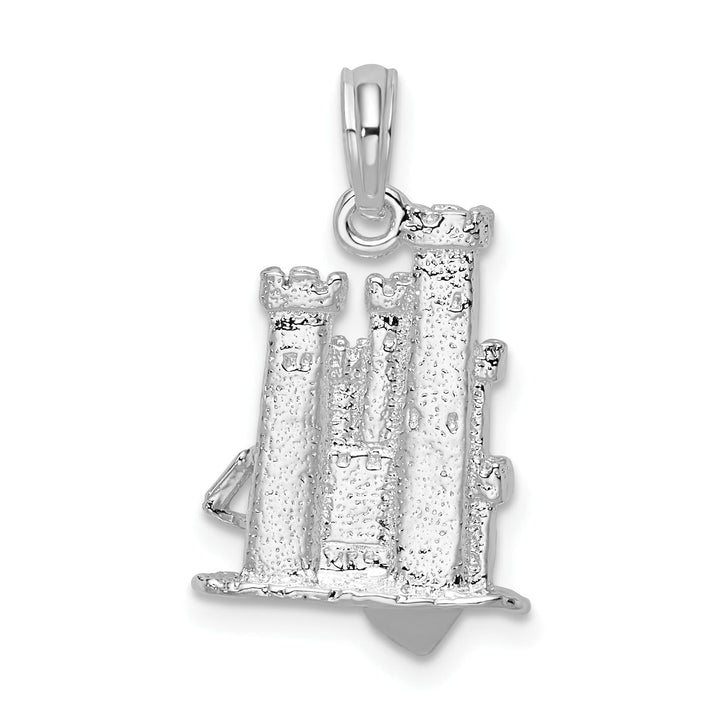 Sterling Silver 3D Sandcastle and Shovel Pendant