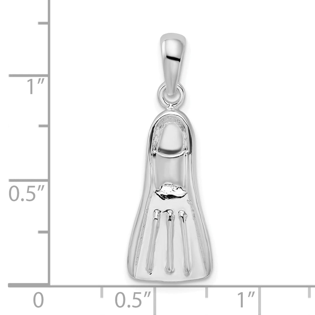 Sterling Silver 3D Scuba Flipper Pendant