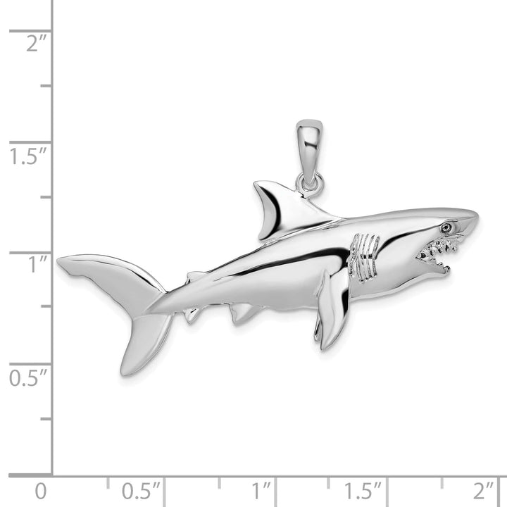 Sterling Silver 3D Shark Pendant
