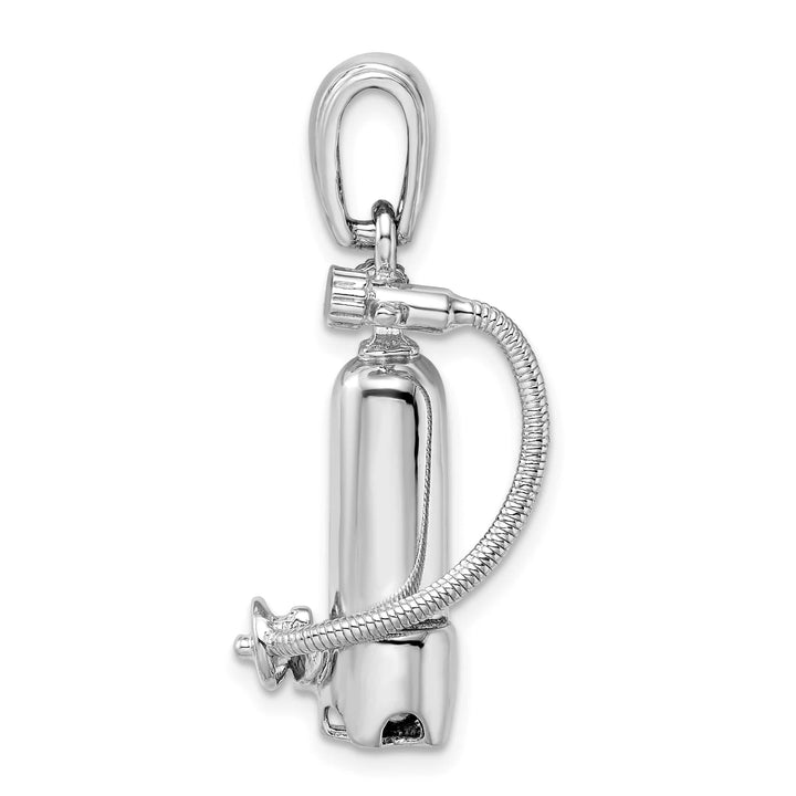 Sterling Silver 3D Single Scuba Tank with Hose Pendant
