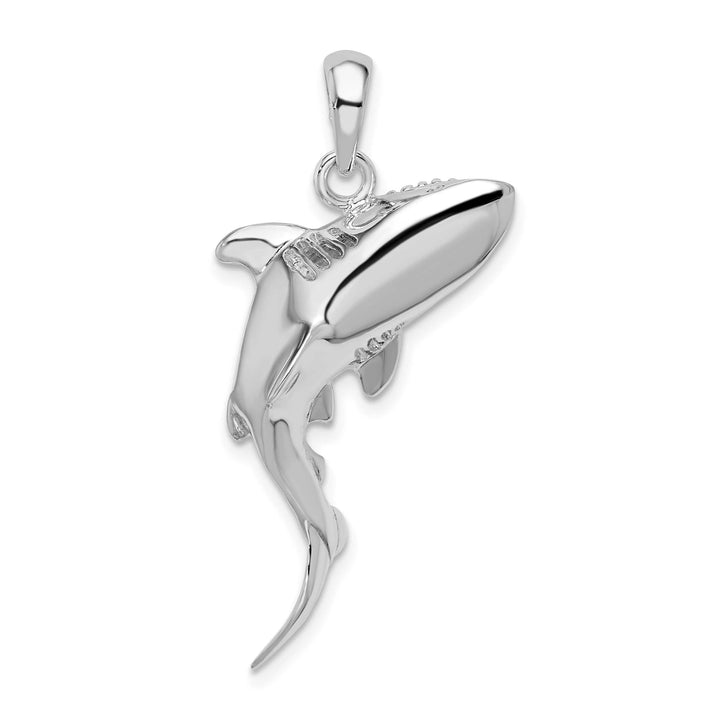 Sterling Silver 3D Swimming Shark Pendant
