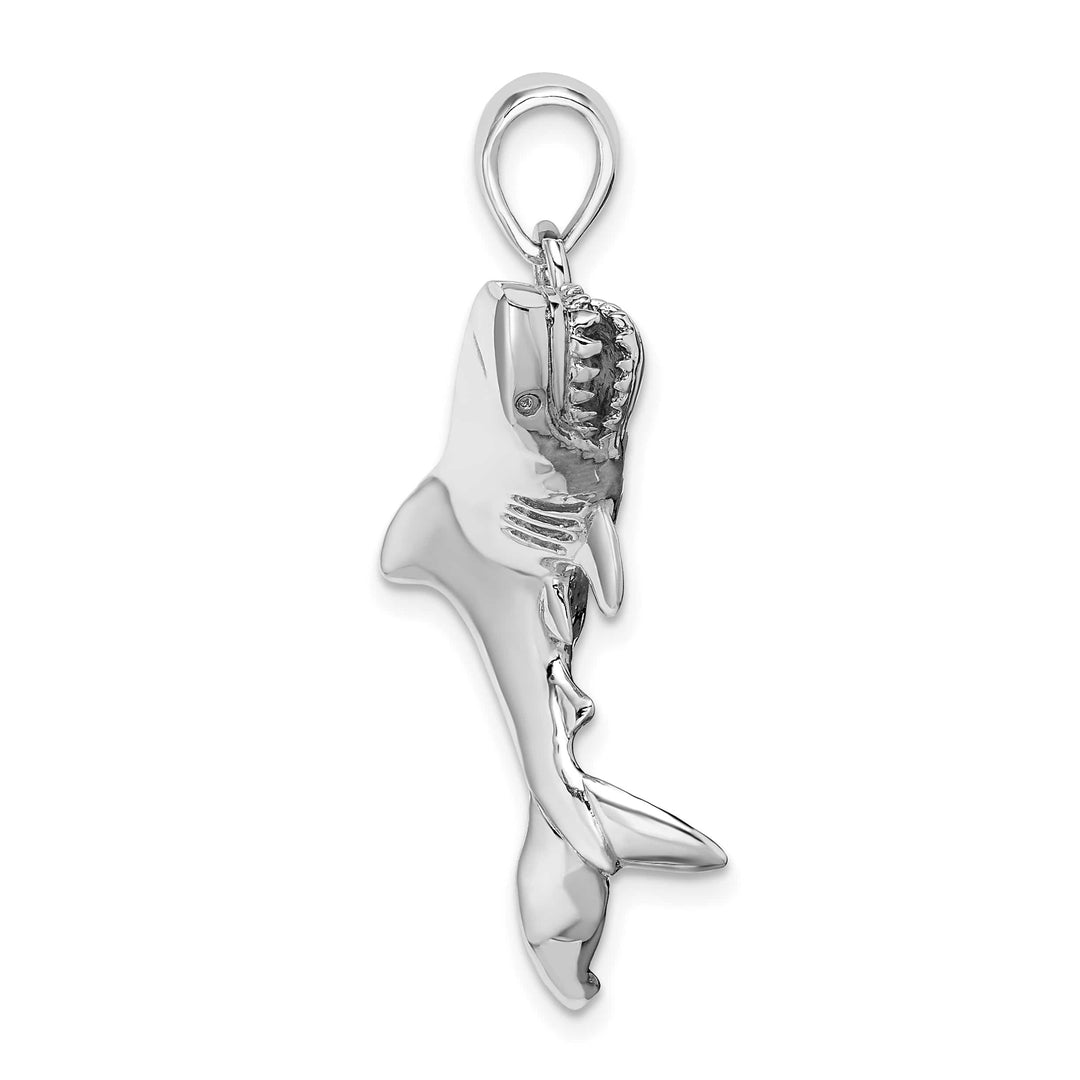 Sterling Silver 3D Swimming Shark Pendant