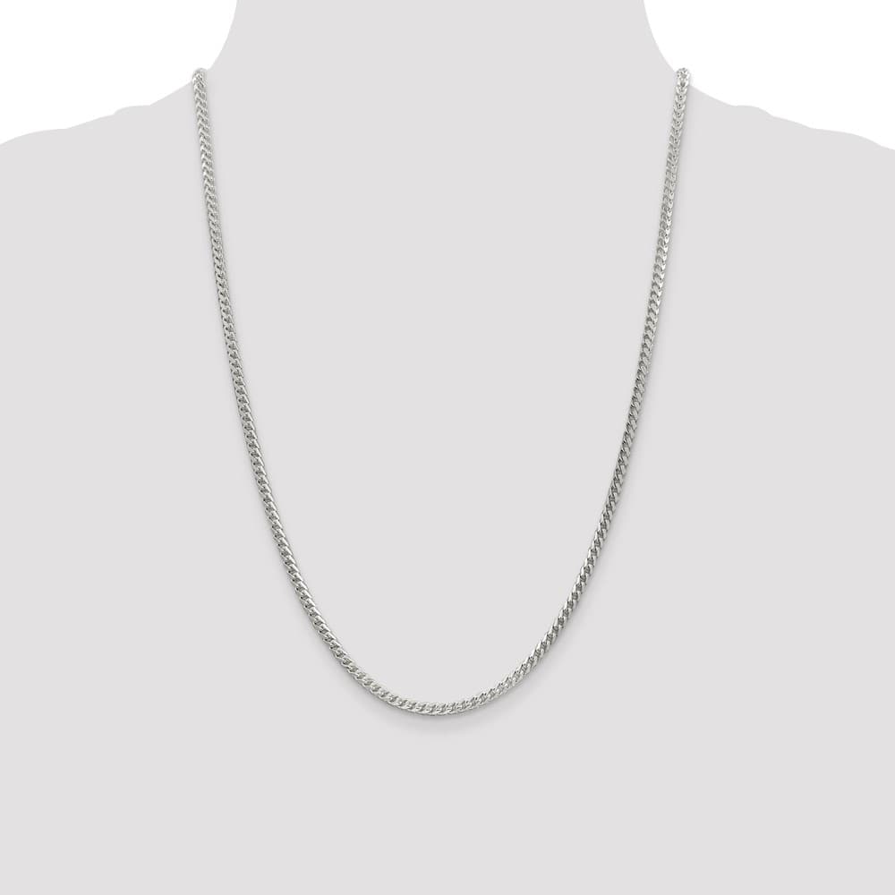 Sterling Silver 3mm D.C. Square Franco Chain Size 24