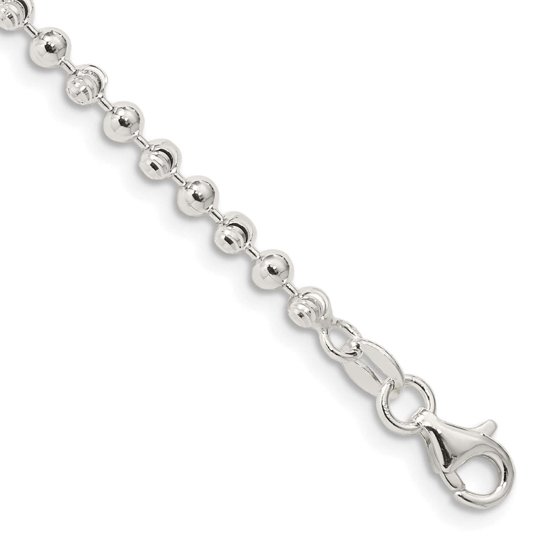 Sterling Silver 3mm Fancy Beaded Anklet