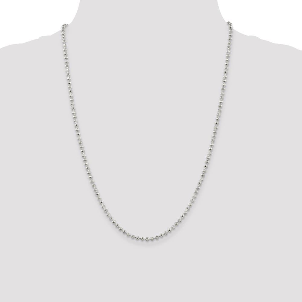 Sterling Silver 3mm Fancy Beaded Chain Size 24