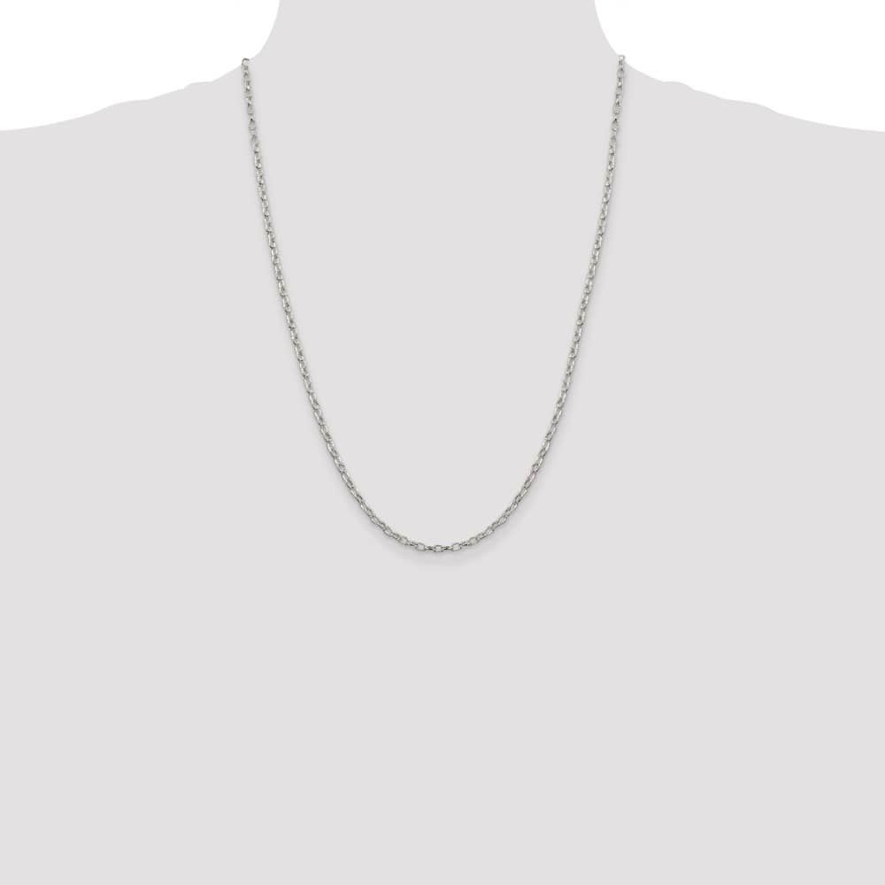 Sterling Silver 3mm Fancy Patterned Rolo Chain Size 24