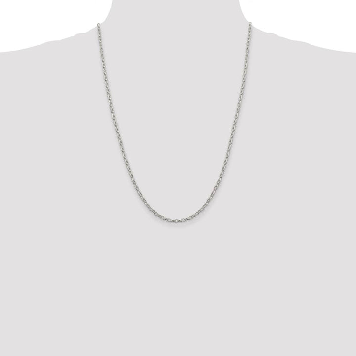 Sterling Silver 3mm Fancy Patterned Rolo Chain Size 24