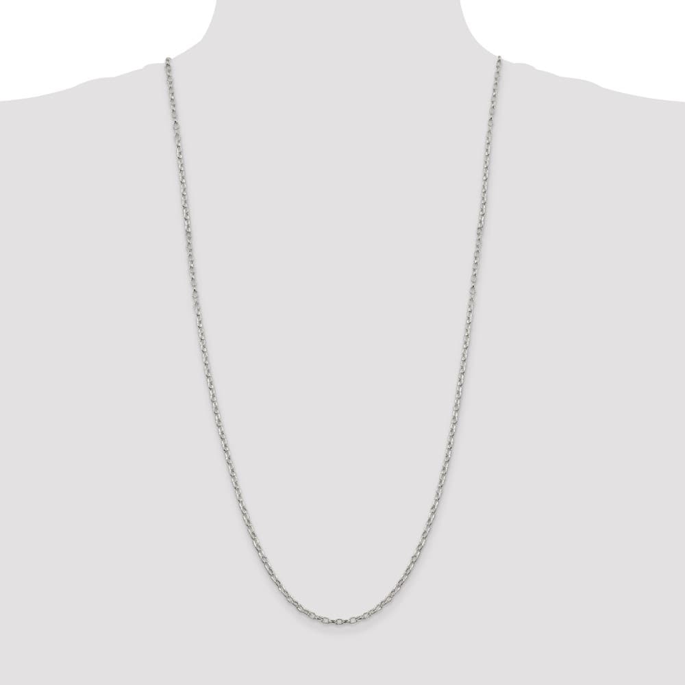 Sterling Silver 3mm Fancy Patterned Rolo Chain Size 30