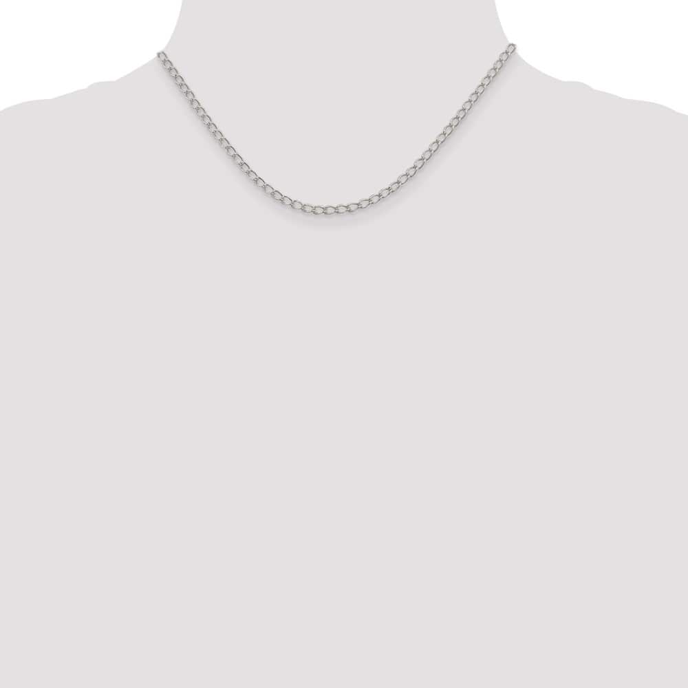 Sterling Silver 3mm Half Round Wire Open Curb Chain Size 16
