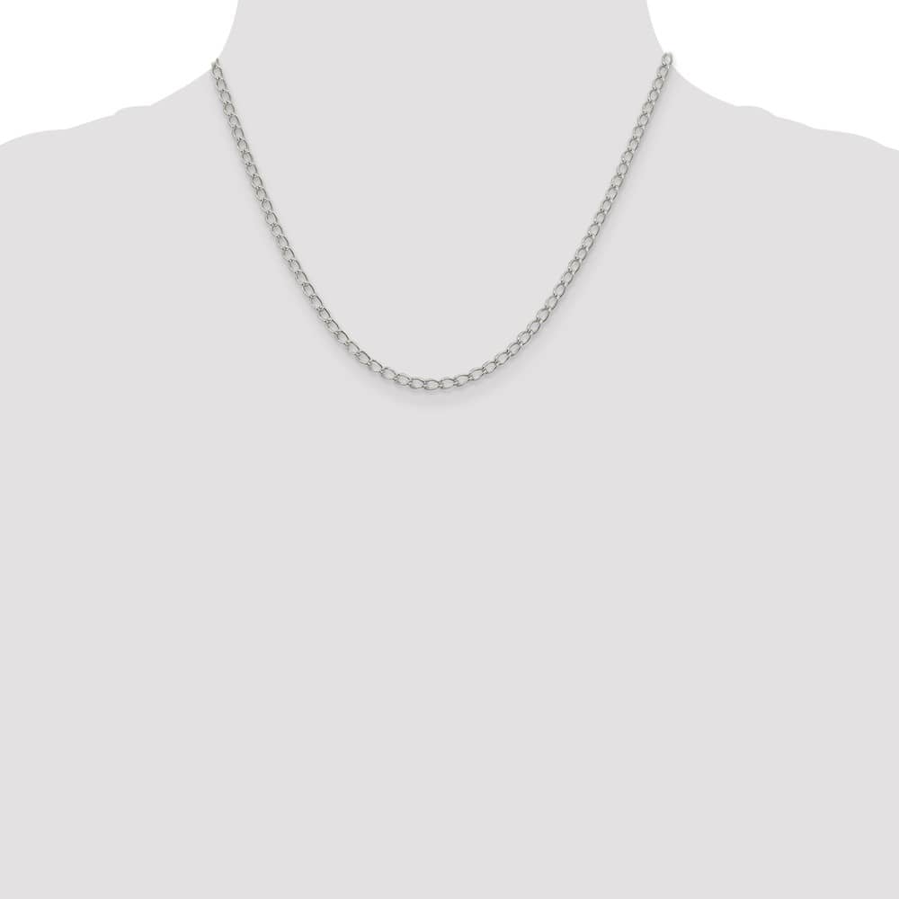 Sterling Silver 3mm Half Round Wire Open Curb Chain Size 18