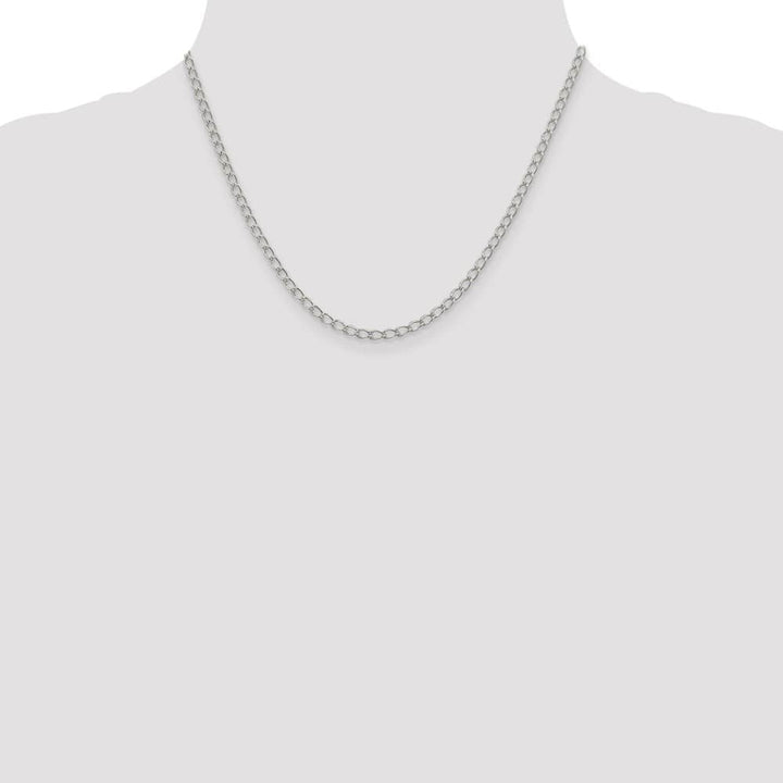 Sterling Silver 3mm Half Round Wire Open Curb Chain Size 18