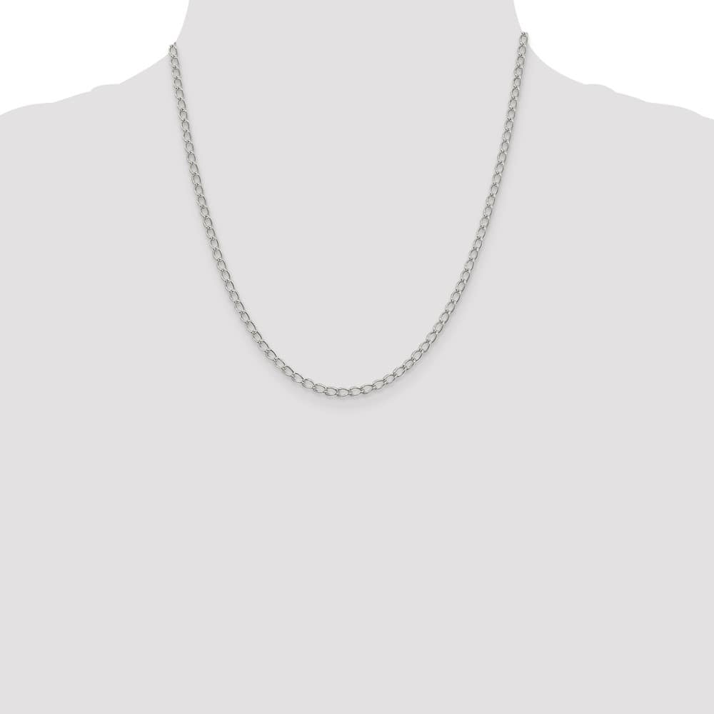 Sterling Silver 3mm Half Round Wire Open Curb Chain Size 20
