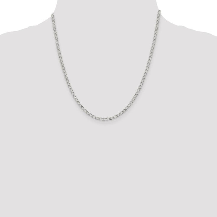 Sterling Silver 3mm Half Round Wire Open Curb Chain Size 20