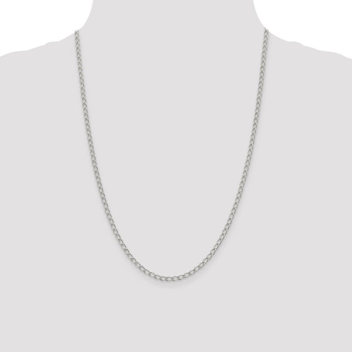 Sterling Silver 3mm Half Round Wire Open Curb Chain Size 24