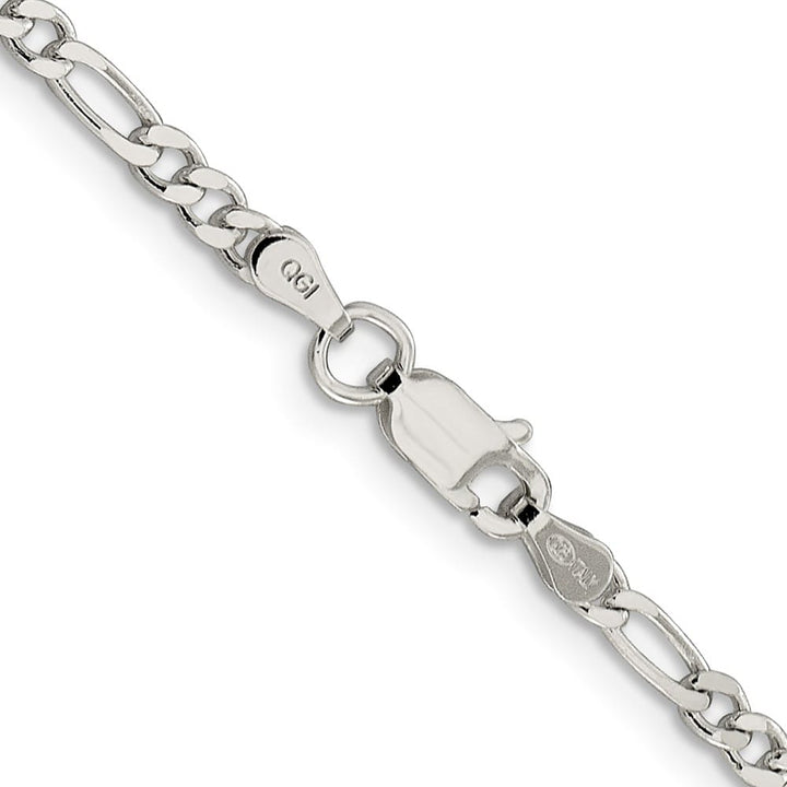 Sterling Silver 3mm Pav� Flat Figaro Chain