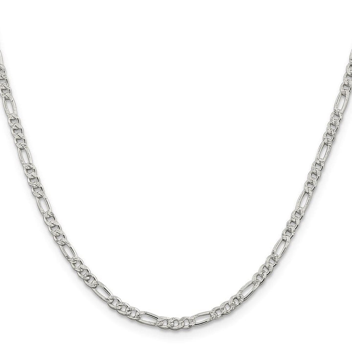 Sterling Silver 3mm Pav� Flat Figaro Chain