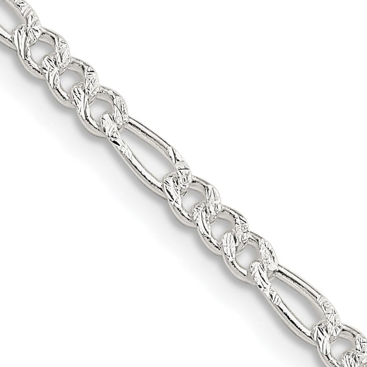 Sterling Silver 3mm Pav� Flat Figaro Chain