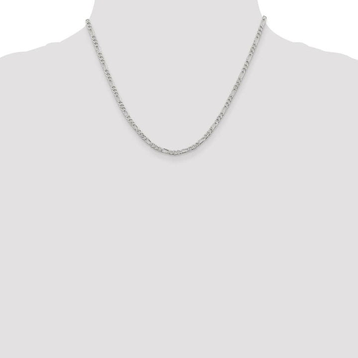 Sterling Silver 3mm Pav� Flat Figaro Chain Size 18
