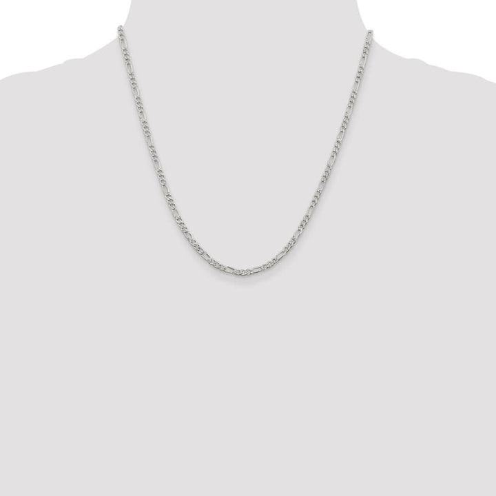 Sterling Silver 3mm Pav� Flat Figaro Chain Size 20