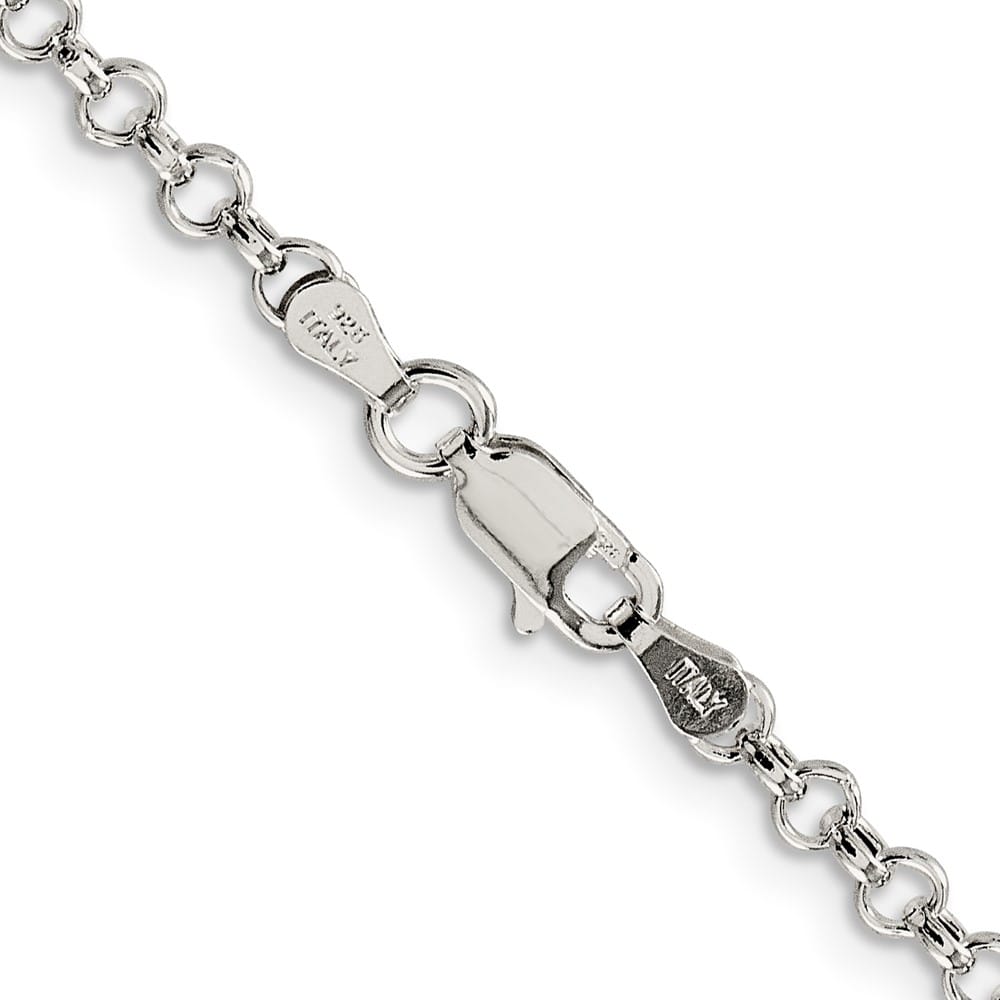 Sterling Silver 3mm Semi-solid Rolo Chain