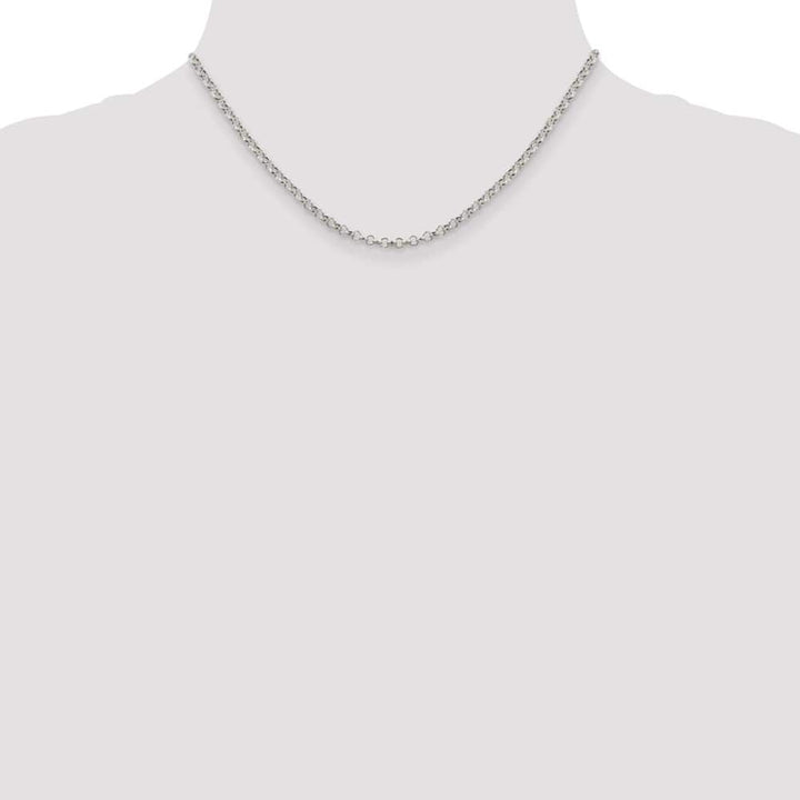 Sterling Silver 3mm Semi-solid Rolo Chain Size 16