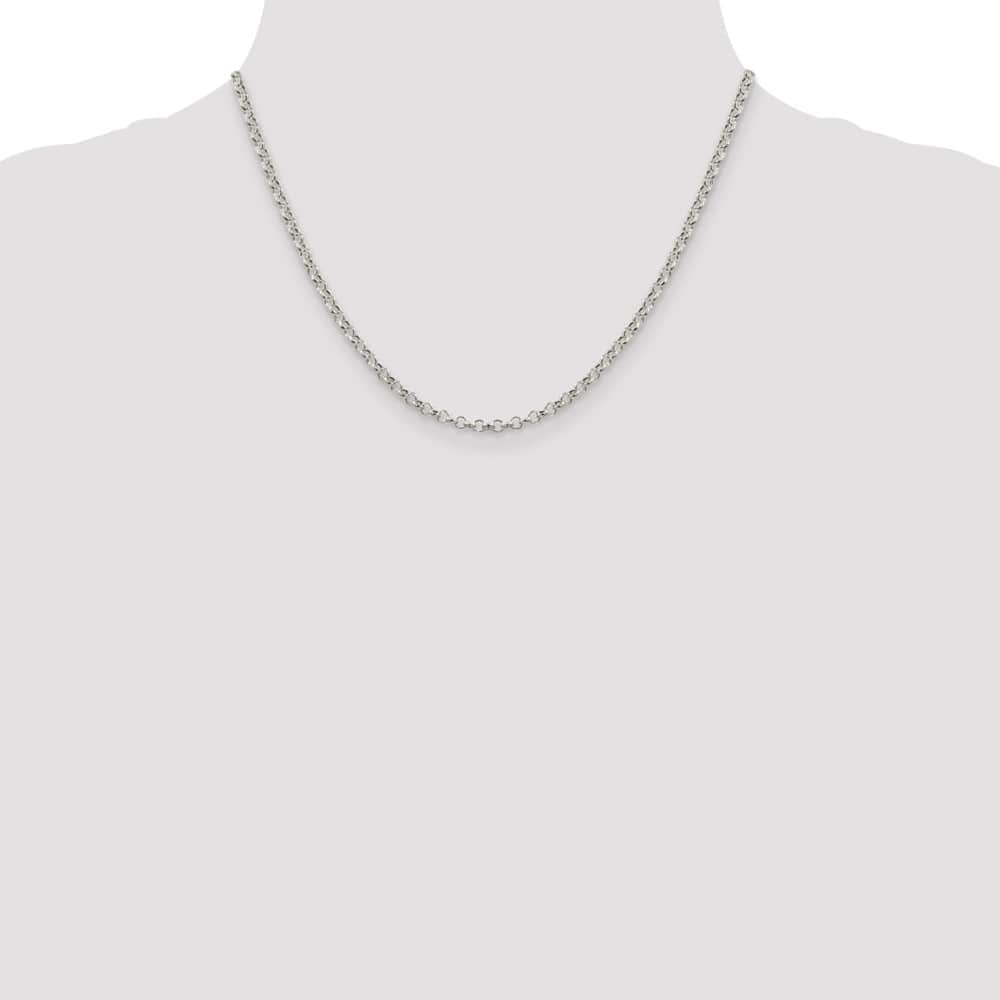 Sterling Silver 3mm Semi-solid Rolo Chain Size 18