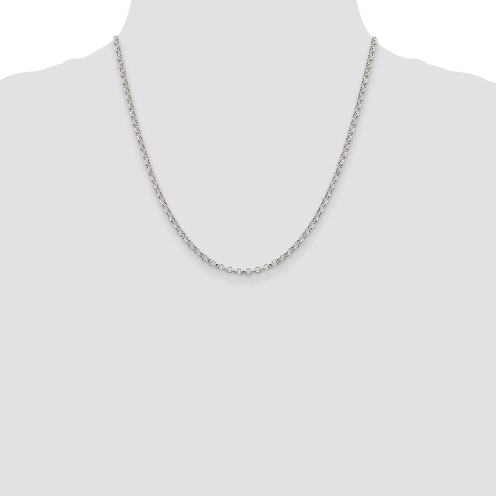 Sterling Silver 3mm Semi-solid Rolo Chain Size 20